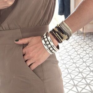 CHUNKY TAXCO SILVER BEADED HINGED
BANGLE authentic sterling silver 925